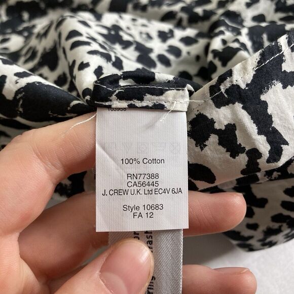 J‎ Crew Women's Black Snow Leopard Boy Shirt Size 10 Classic Cut Animal Print - Picture 8 of 15